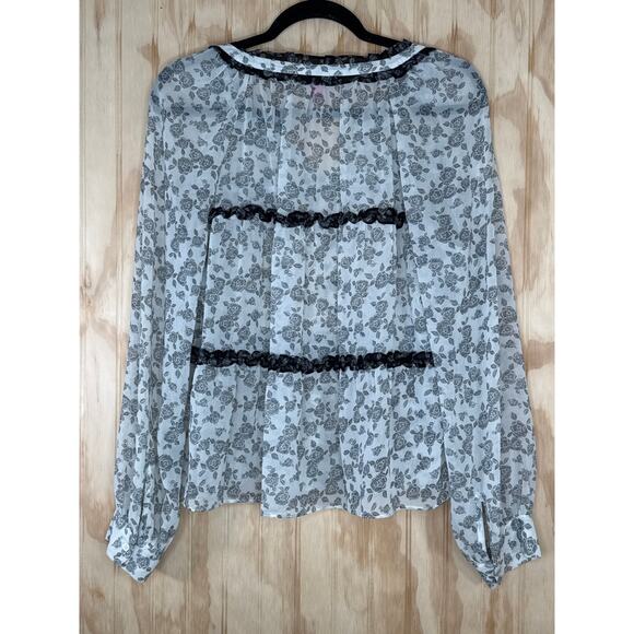 Vince Camuto Black White Fairycore Dark Academia Cottagecore Romantic Flowy L - Picture 2 of 7